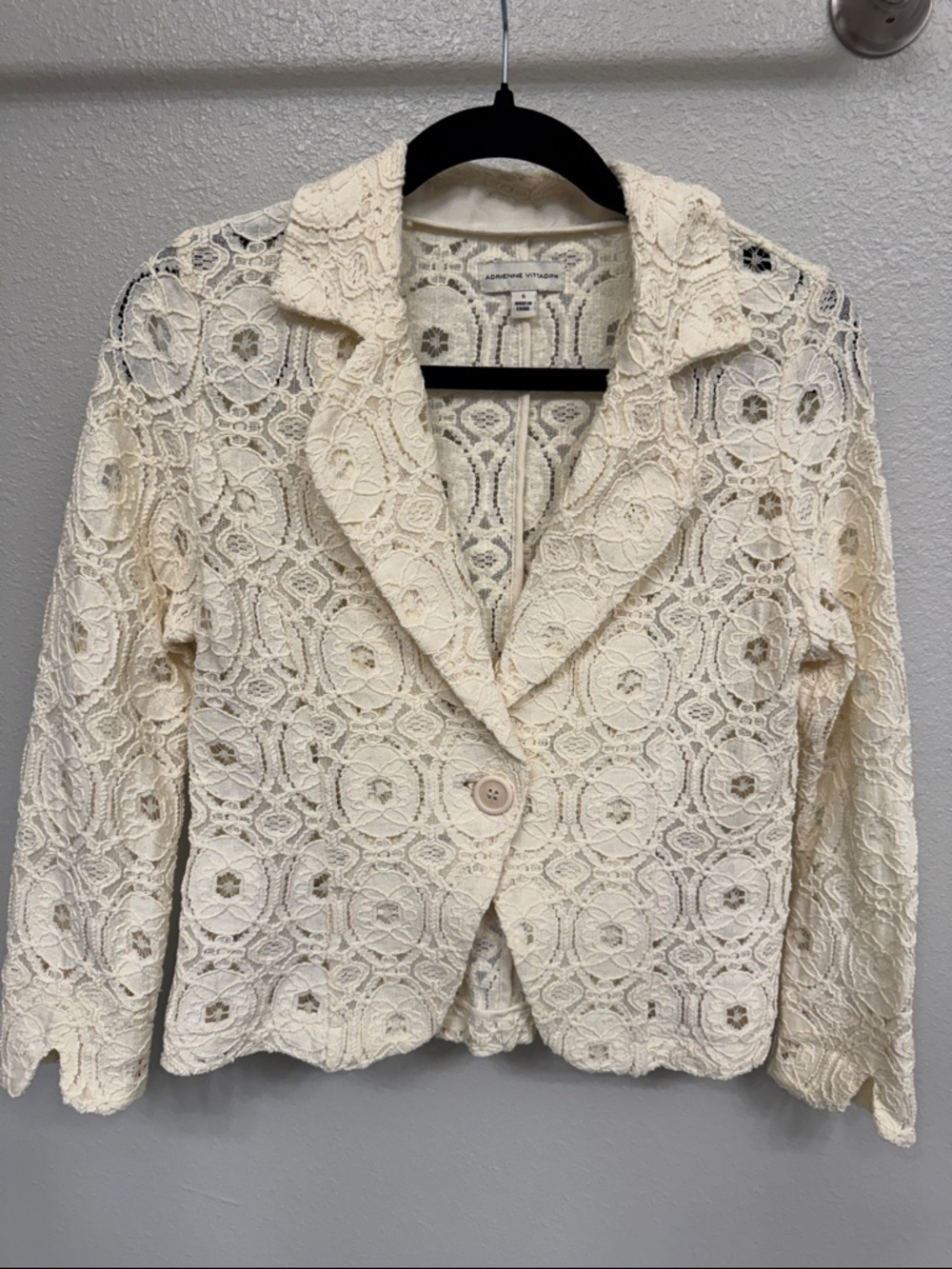 Adrienne Vittadini Cream Lace Blazer Jacket